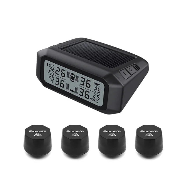 Universal Digital Tire Pressure Monitoring System with 4 Sensors, 12V, Black