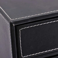 VTX-2709541 FOSKA Stackable Modular Storage Box Black Three Drawer Organizer Leather Accommodating Various Home Accessories