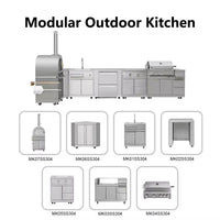 VTX-2921637 Commercial Food 304 Stainless Steel Outdoor Kitchen Modular L Shaped BBQ Island Home Prep Space Cooking Breakfast