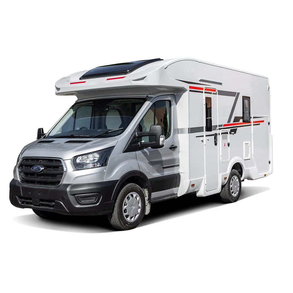 Luxury Motorhome Caravan Expedition Model with Solar Panels, 4-Person Capacity, 5200mm Length, Fiberglass Construction