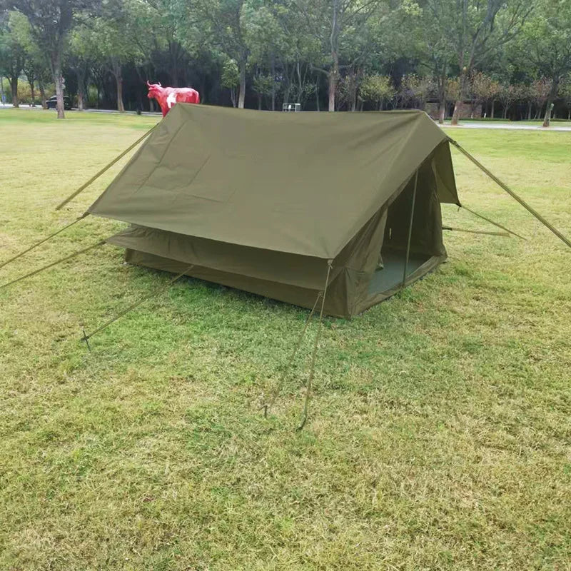 Army Green 2-Person A-Frame Tent, Waterproof Oxford Cloth, Outdoor Camping, Size 200x145x110CM