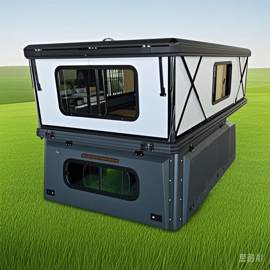Aluminum Quick Deployment Off-Road Truck Canopy Camper THR04, Waterproof, Universal Fit, Black