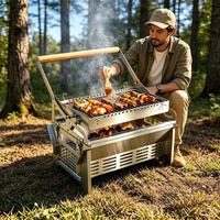 VTX-1071141 WELAND Camping Picnic Charcoal Rotating Bbq Grill Fold Easy Flip Grid Flippin' Flipping Grate Blaze Kitchen Home