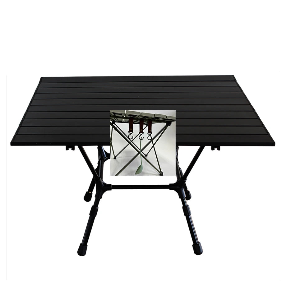 Aluminium Portable Folding Camping Table - Lightweight Outdoor Furniture, Black, Model IKS-FT022