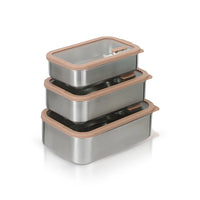 VTX-8923941 Microwavable Stainless Steel Food Storage Containers Tempered Glass Lid Air Release Hole Leakproof Meal Prep Bento Box