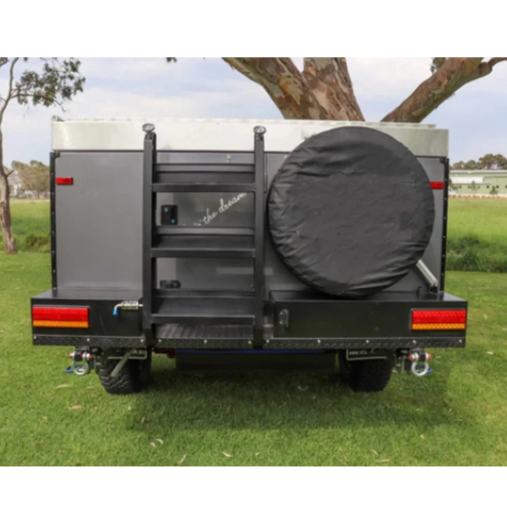 Expedition Camper Trailer with Solar Panel and Water Tank System, 13-21 Feet, Gray, 2-Person Capacity