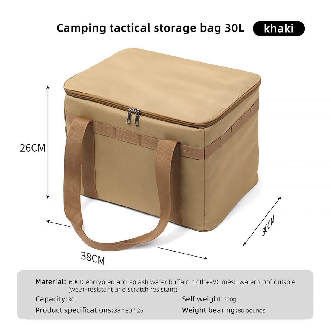 Multifunctional Foldable Camping Storage Box, Large Capacity Organizer for Outdoor Use, 30L and 42L Options, Oxford Cloth