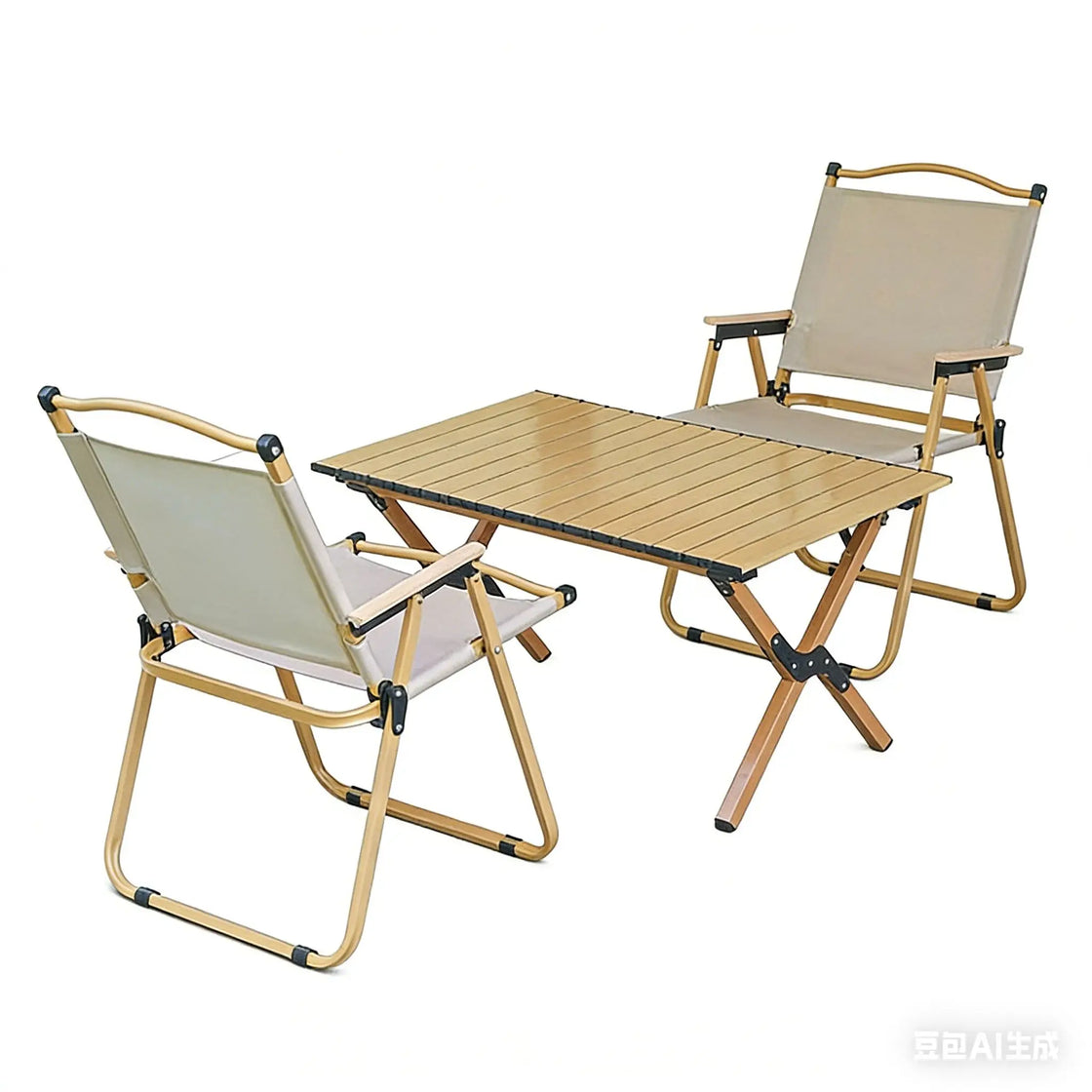 Folding Outdoor Beach Chair with Removable Mesh Table, Aluminum Alloy Frame, and Teslin Fabric