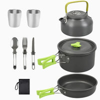 VTX-1824805 8in1 Outdoor Picnic Alumina Boiling Pot Frying Pan Set Accessories Portable Cookware Party Hiking Camping Travel