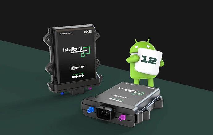 Android 12 Smart Vehicle Telematics Box with GPS Navigation, 2000mAh Battery, IP67/IP69K, Real-time Tracking