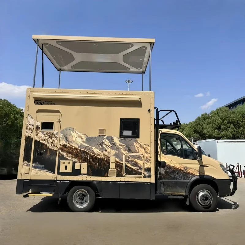 Diesel Luxury Motorhome Truck Camper for Long Distance Travel, Manual Transmission, Off-Road Capabilities, Spacious Interior
