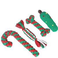 VTX-6597029 Christmas Series Eco-Friendly Modern Dog Rope Toys Mixed Shapes Candy Cane Bone Ball Braided Cord Tug Fetch Exercise