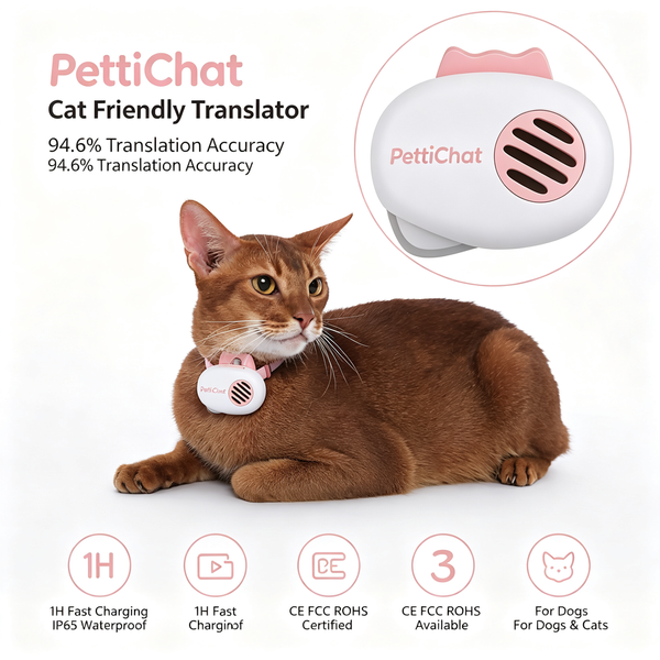 VTX-2402725 Pettichat AI Powered Pet Language Translator Device GPS Tracker CE FCC ROHS Certified IP65 Waterproof 1.2s Dogs Cats