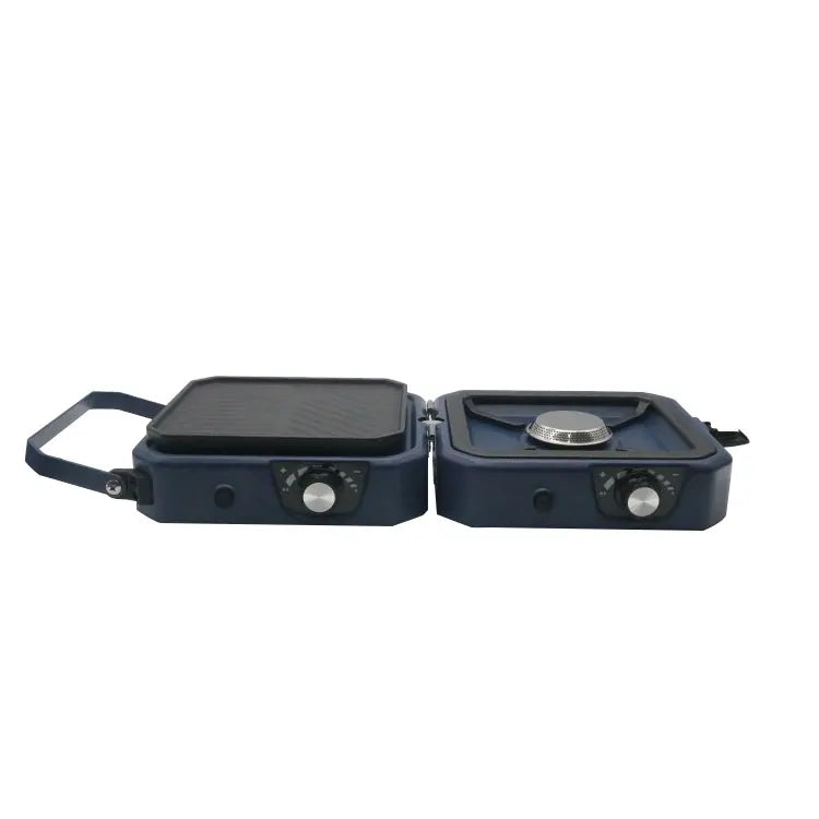 Portable Stainless Steel Gas Stove for Camping and Outdoor Cooking, Foldable Design, Propane and Butane Compatible, 3-5 Stove Capacity
