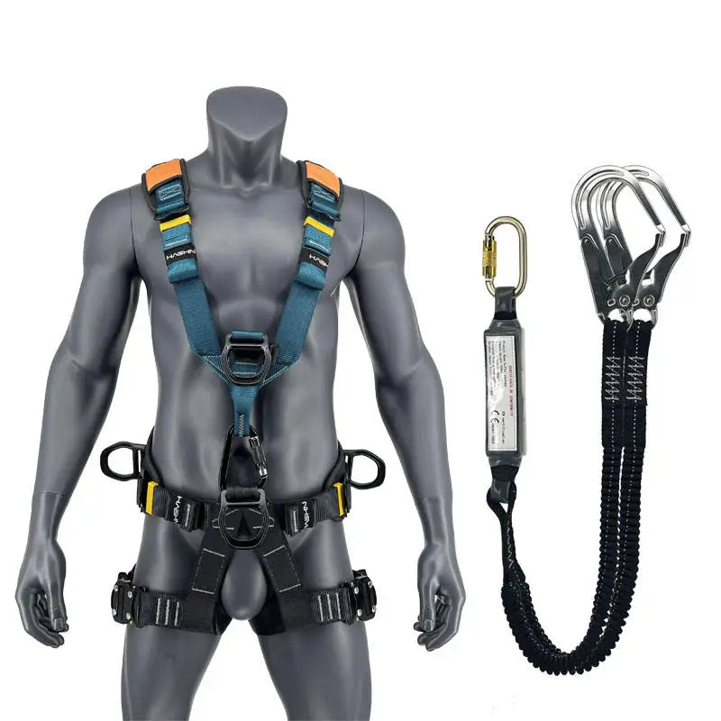 Lightweight Fall Protection Safety Harness with Quick Connect Buckles, Adjustable Length, 25KN Strength, 5 Stainless Steel D-rings