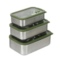 VTX-8923941 Microwavable Stainless Steel Food Storage Containers Tempered Glass Lid Air Release Hole Leakproof Meal Prep Bento Box