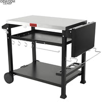 VTX-2659493 Durable Three-layer Multifunctional Outdoor Courtyard Barbecue Cart Table Iron Minimalist Multi-Functional