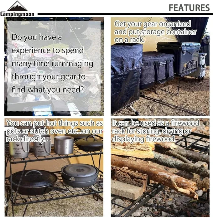 Outdoor Camping Stainless Steel Barbecue Table, Portable Folding Picnic Table, 60x37x46CM, Metal and Aluminum Construction