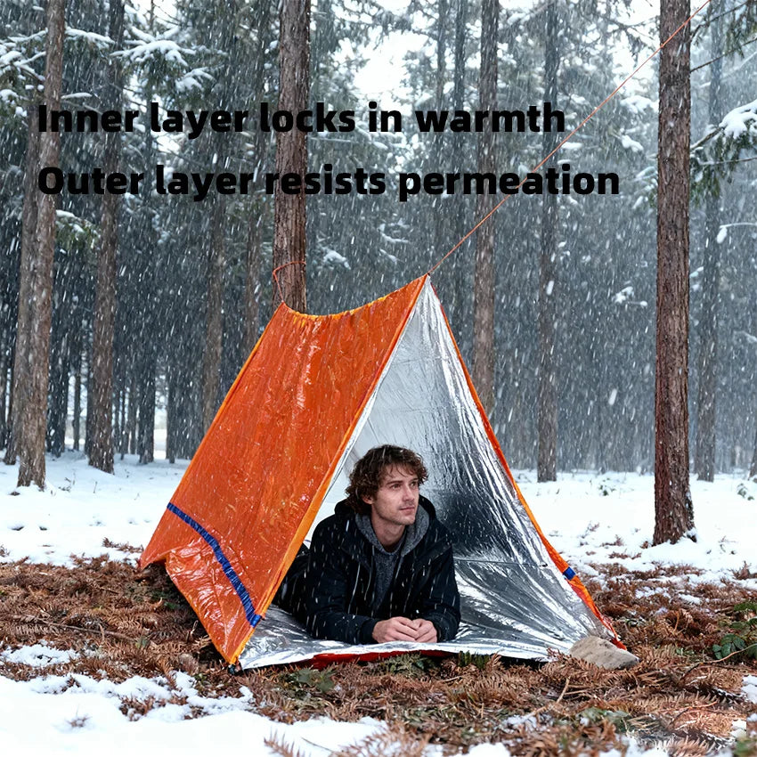 Outdoor Cold-Proof Moisture-Resistant Camping Tent for 1-2 Persons, Model GO-ET01, Nylon Fabric, Four-Season Use
