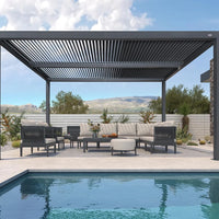 VTX-2102437 Size Heavy Duty Motorized Waterproof Sunshade Windproof Luxury Louvered Aluminum Outdoor Garden Pergola Home Decor
