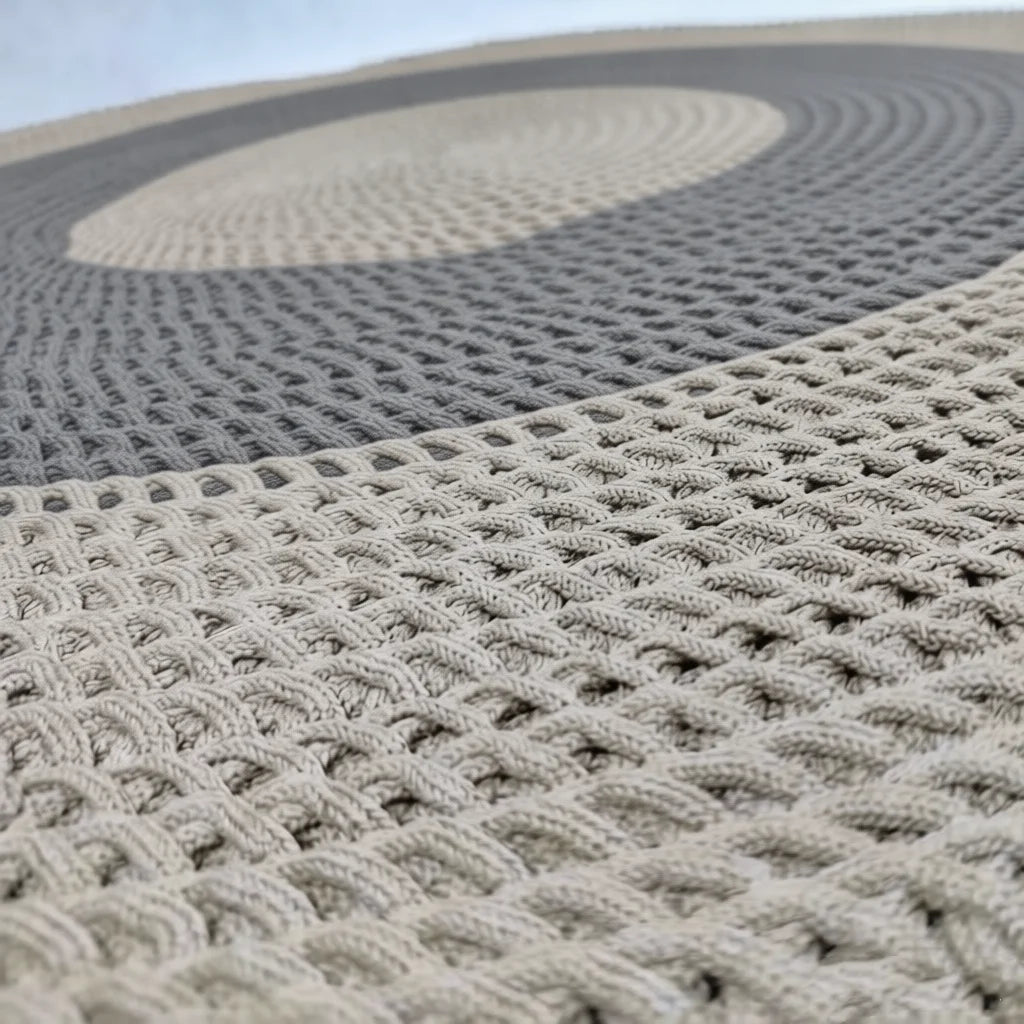 Portable Round Rug Picnic and Beach Mat - Non-Slip Reversible Polyester, 120cm Diameter