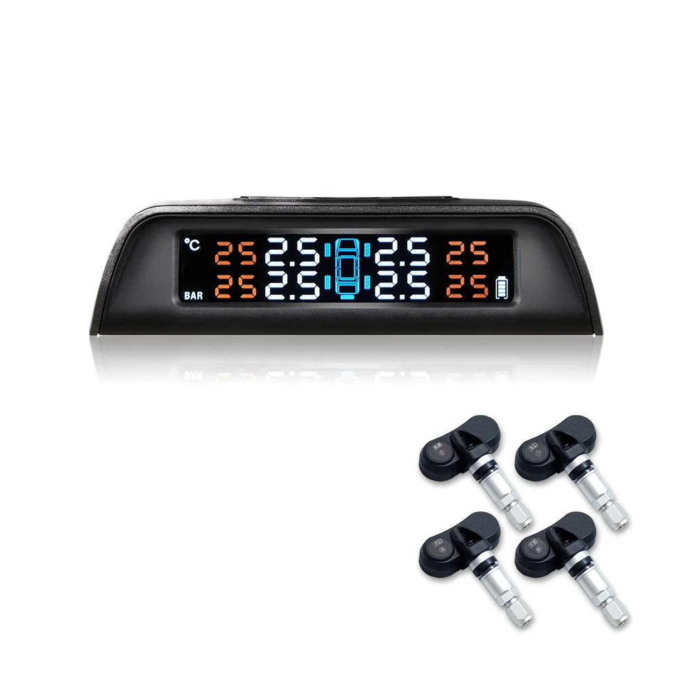 Solar Power Tire Pressure Monitoring System with USB Charging, Universal Fit, Model C200