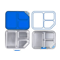 VTX-1497125 304 Stainless Steel Children's Camping Lunch Box 3 Compartment Leak Proof Silicone Seal Bento Container School BPA