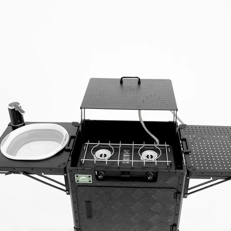 Dual Burner Camping Kitchen Box Portable Outdoor Cooking Set for Camping and Hiking
