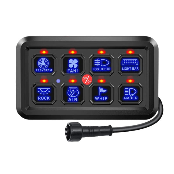 VTX-8366885 Dimmable Touch Control Panel Box Electronic Relay System Car 8 Gang Switch Truck ATV UTV Boat Marine SUV Caravan