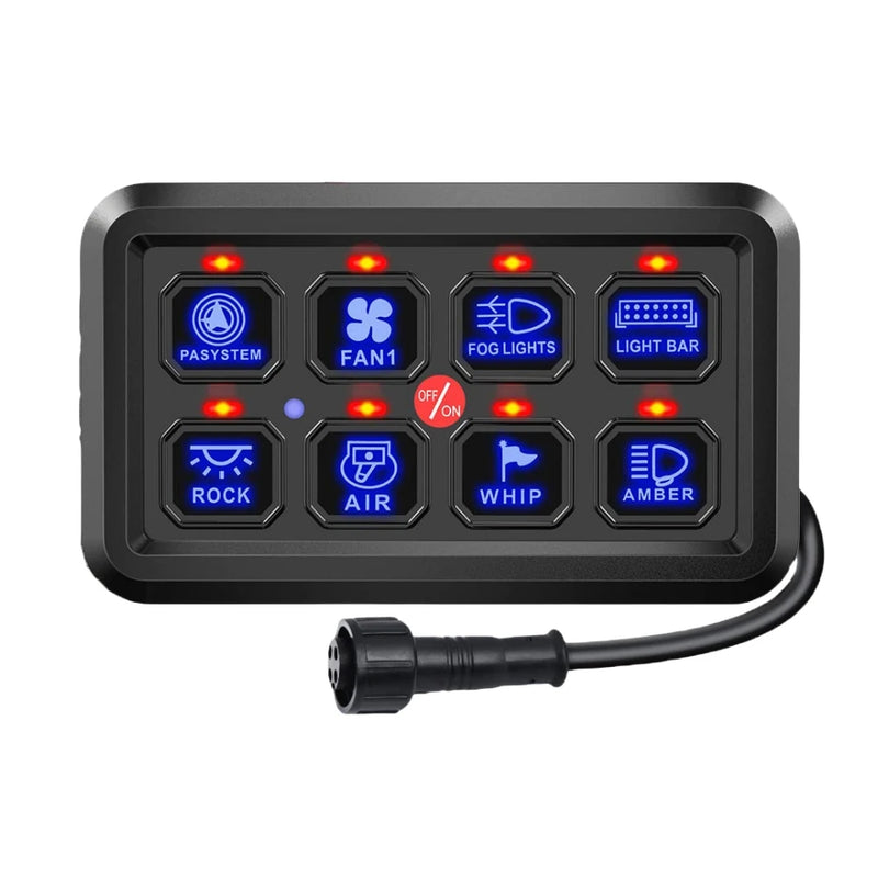 VTX-8366885 Dimmable Touch Control Panel Box Electronic Relay System Car 8 Gang Switch Truck ATV UTV Boat Marine SUV Caravan