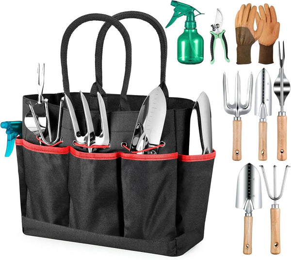 VTX-1741989 9-Piece Heavy-Duty Durable Garden Tool Set Stylish -Proof Nylon Storage Bag Lightweight & Foldable Camping Hiking