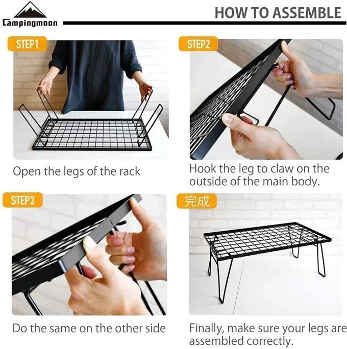 Outdoor Camping Stainless Steel Barbecue Table, Portable Folding Picnic Table, 60x37x46CM, Metal and Aluminum Construction