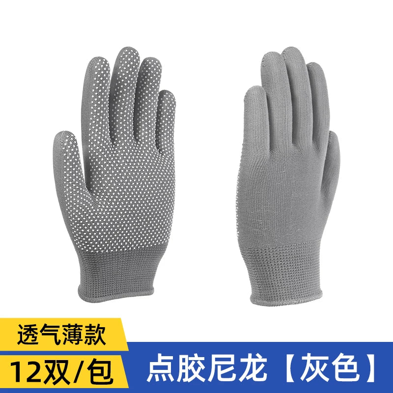 Men's Non-Slip Cotton Yarn Safety Gloves for General Industry, Opera Length, Silicone-Free, Powder-Free