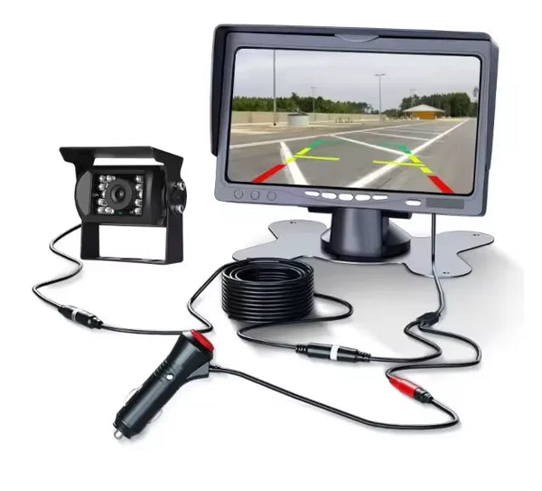 VTX-8006437 Waterproof 7-Inch LCD Monitor Backup Camera System Kit 18 IR Night Vision Wide Angle Rear View Parking RV Truck