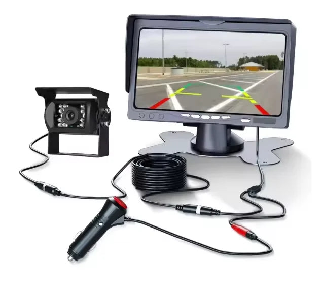 VTX-8006437 Waterproof 7-Inch LCD Monitor Backup Camera System Kit 18 IR Night Vision Wide Angle Rear View Parking RV Truck