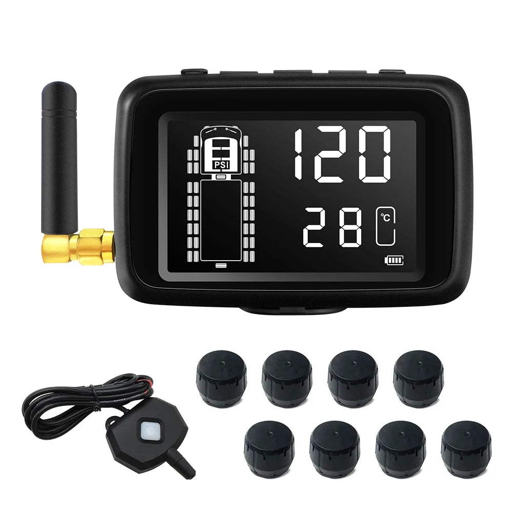 Truck RV Bus Tire Pressure Monitoring System with External Sensors, Model 901RV, Compatible with Toyota Truck and Volkswagen, 199 psi