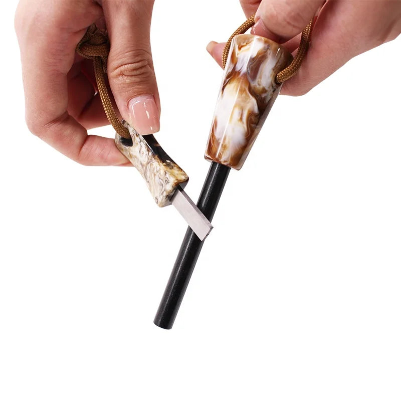 Pocket Size Fire Starting Survival Kit with Magnesium Ferro Rod, Fire Blower, and Fat Rope Stick