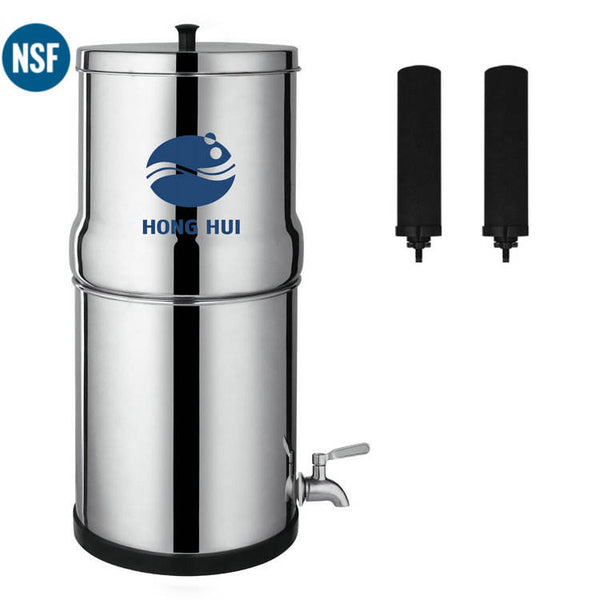 VTX-7574309 NSF/ANSI 42&372 Portable 2.25 Gallons Outdoor Camping Stainless Steel Gravity Fed Water Filter System Hiking Travel