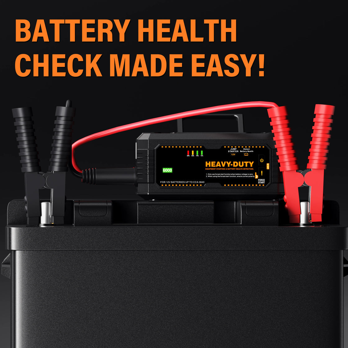 Heavy Duty Jump Starter with 64000mAh Battery, 1920A Peak Current, Suitable for Gasoline and Diesel Engines up to 16L
