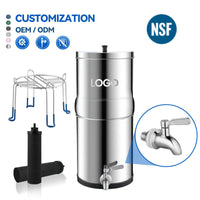 VTX-7574309 NSF/ANSI 42&372 Portable 2.25 Gallons Outdoor Camping Stainless Steel Gravity Fed Water Filter System Hiking Travel