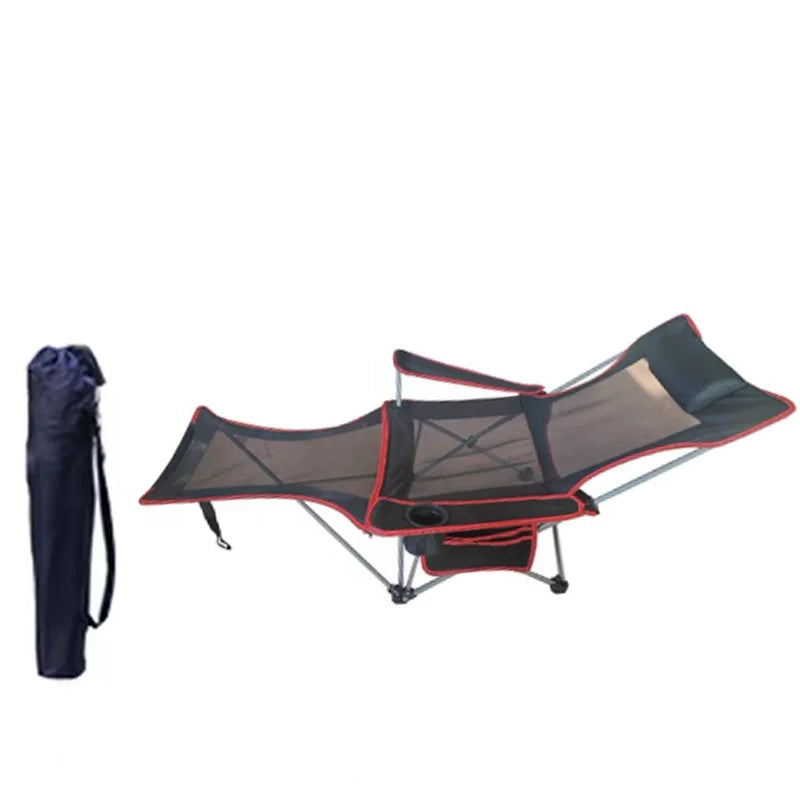 Folding Portable Camping Chair with Steel Frame and Oxford Fabric, 165x53x70cm, Weight Capacity 120-150kg
