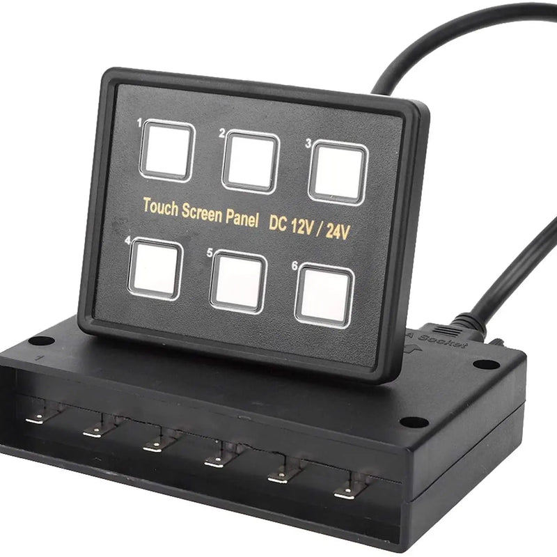 VTX-8235813 Universal 12V 24V 6 Gang LED Touch Screen Panel Sealed Control Box Trucks Jeeps ATV/UTV Cars Marine Boats RV Home