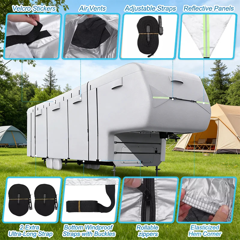 Lightweight Waterproof RV Cover for Campers - Durable Oxford Fabric, Mold & Condensation Protection, Outdoor Use