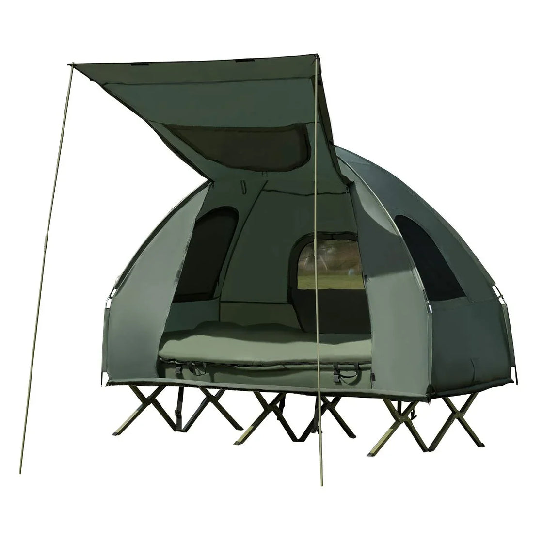 2-3 Person Portable Elevated Camping Tent with Foldable Bed, Waterproof Oxford Fabric, Quick Automatic Opening, 240x240x155cm