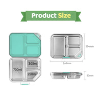 VTX-1497125 304 Stainless Steel Children's Camping Lunch Box 3 Compartment Leak Proof Silicone Seal Bento Container School BPA