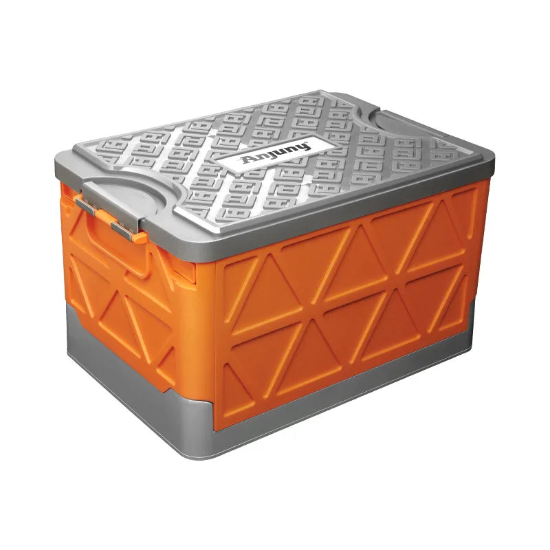 Large Movable Outdoor Storage Box with Wooden Cover, Square Shape, 35L Capacity, Eco-Friendly Plastic, Folding Design