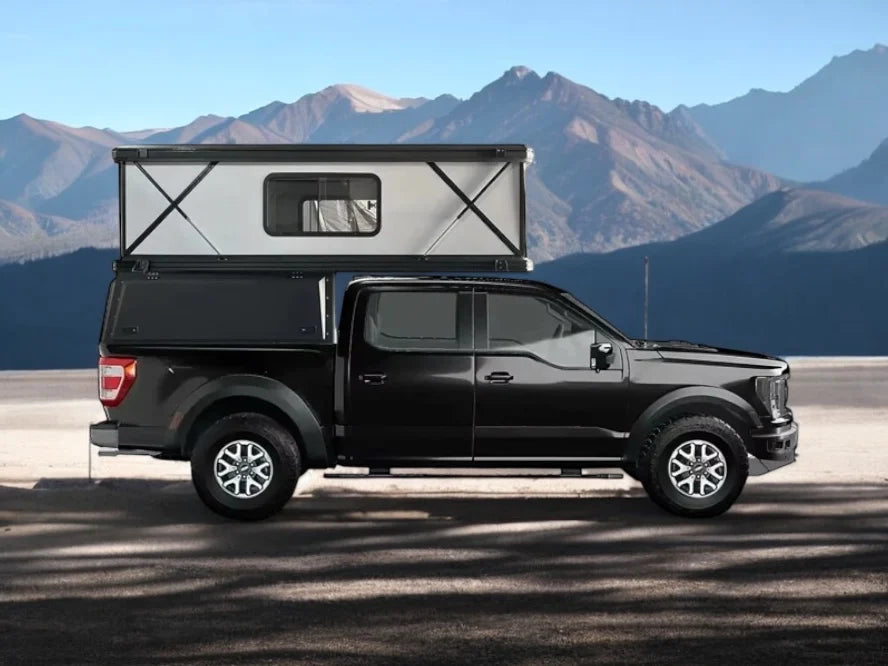 Aluminum Quick Deployment Off-Road Truck Canopy Camper THR04, Waterproof, Universal Fit, Black
