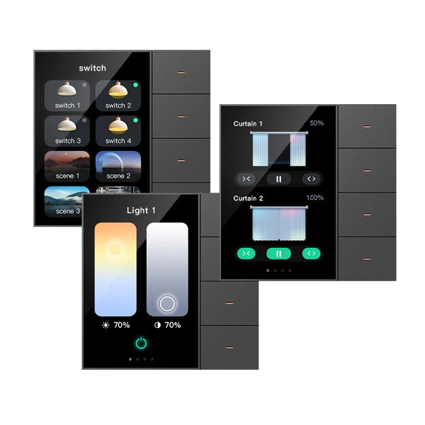 VTX-4002981 Tuya Zigbee Android Smart Home Central Control Panel 4-Gang Touch Screen Plastic Wall Switch Radar Induction Lighting