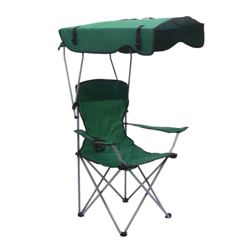 Portable Folding Armrest Chair, Oxford Cloth Beach Chair, Iron Frame, Ideal for Camping and Picnics