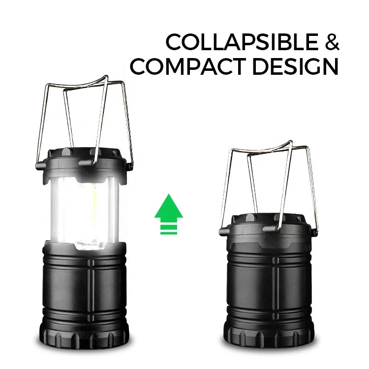 Telescopic COB LED Camping Lantern, Waterproof, Battery-Powered, 350 Lumen, 3xAA, Portable, Lightweight, 8.7x8.7x12.5cm